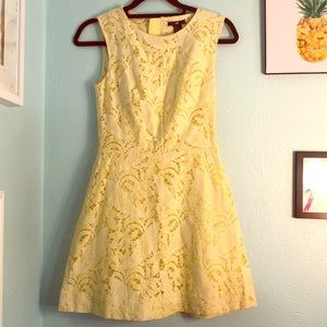 H&M yellow lace pattern dress sleeveless